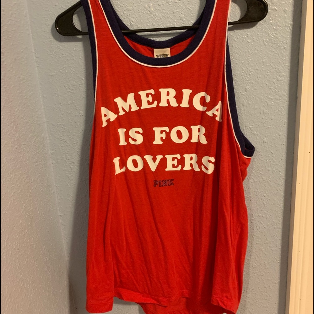 Red white and blue PINK tank top